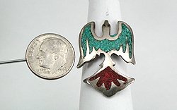 Navajo Sterling Silver chip inlay peyote bird Ring