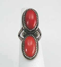 Navajo Sterling Silver Coral Ring