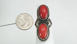 Navajo Sterling Silver Coral Ring