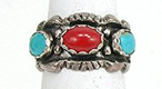 Sterling Silver Coral Turquoise Rings