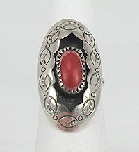 Sterling Silver  coral shadowbox ring