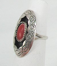 Sterling Silver  coral shadowbox ring