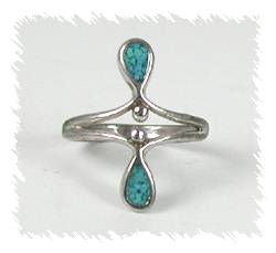 Navajo Sterling Silver Turquoise Chip Inlay  Ring