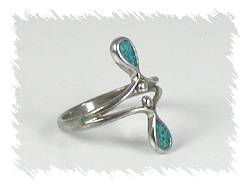 Navajo Sterling Silver Turquoise Chip Inlay  Ring