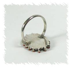 Zuni Sterling Silver Turquoise Coral Petit Point ring
