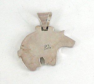Authentic Vintage Native American Opal Inlay Bear Pendant