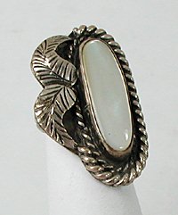Navajo Sterling Silver Mother of Pearl Ring