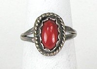 Navajo Sterling Silver  Coral ring