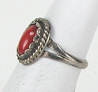 Navajo Sterling Silver  Coral ring