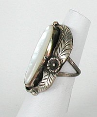 Navajo Sterling Silver  Mother of Pearl ring