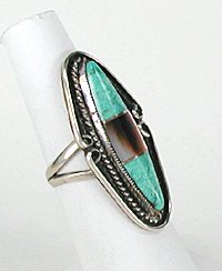 Navajo Sterling Silver Mother of Pearl  Ring