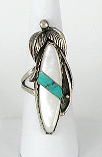 Navajo Sterling Silver Mother of Pearl  Ring