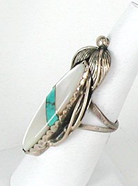 Navajo Sterling Silver Mother of Pearl  Ring