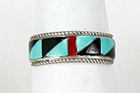 Zuni Sterling Silver Turquoise Inlay i ring