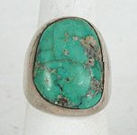 Vintage Sandcast Sterling Silver Turquoise Ring
