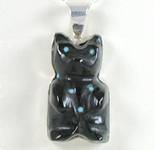 Zuni Acoma Jet and Turquoise Bear Pendant