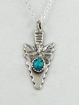 Sterling Silver Native American  Navajo Arrowhead Pendant