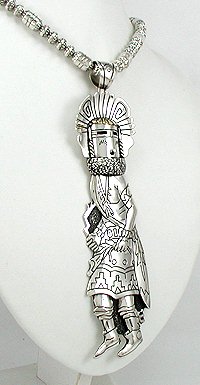 Native American Navajo  Sterling Silver Morning Kachina pendant by Tommy Singer