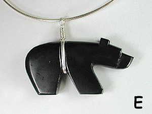 Native American Zuni Sterling Silver jet bear Pendant