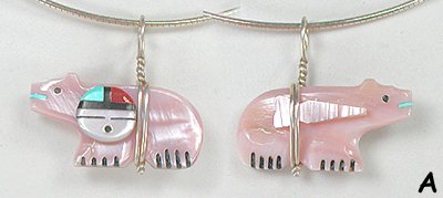 Native American Zuni inlay Bear pendant