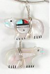 Zuni Acoma Jet and Turquoise Bear Pendant