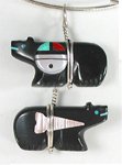 Zuni Acoma Jet and Turquoise Bear Pendant