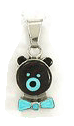 Navajo  Sterling Silver turquoise bow tie bear pendant and earrings