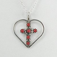 Zuni Sterling Silver coral Pendant