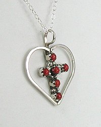 Zuni Sterling Silver coral Pendant