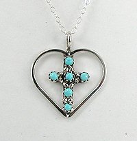 Zuni Sterling Silver coral Pendant