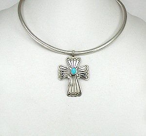 Native American Navajo  antiquied Sterling Silver Cross  pendant