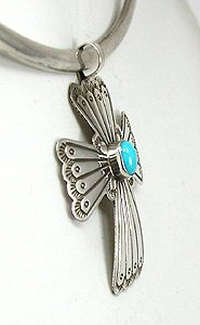 Native American Navajo  antiquied Sterling Silver Cross  pendant