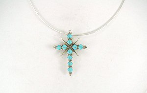 Native American Zuni Sterling Silver Turquoise Cross Pendant
