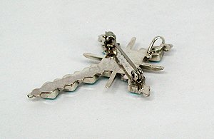 Native American Zuni Sterling Silver Turquoise Cross Pendant