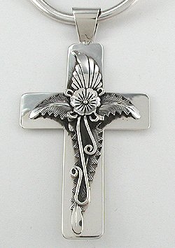 Hand made Native American Indian Jewelry; Navajo Sterling Silver cross pendant