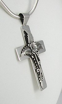 Hand made Native American Indian Jewelry; Navajo Sterling Silver cross pendant