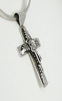 Hand made Native American Indian Jewelry; Navajo Sterling Silver cross pendant