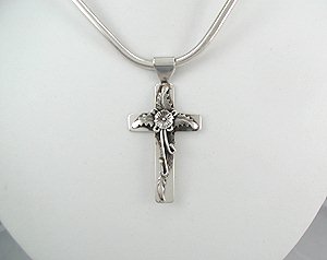 Hand made Native American Indian Jewelry; Navajo Sterling Silver cross pendant