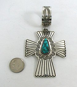 Native American Navajo Sterling Silver Turquoise Cross pendant