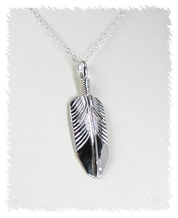 Hand made Native American Indian Jewelry; Navajo Sterling Silver Feather