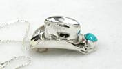 Navajo Turquoise and Sterling Silver Wester Hat Pendant