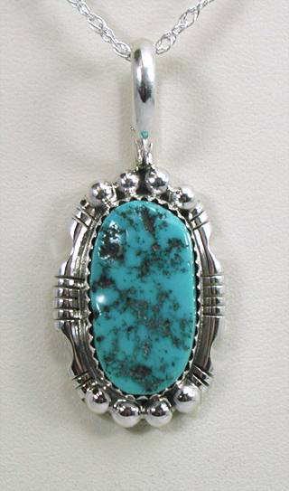 Native American Sterling Silver Turquoise Pendant