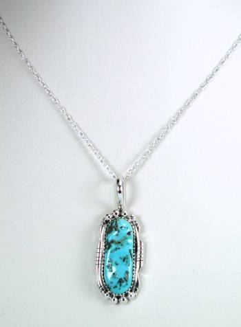 Native American Sterling Silver Turquoise Pendant