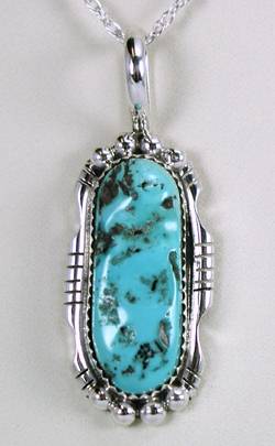 Native American Sterling Silver Turquoise Pendant