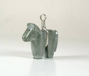 Native American Zuni Sterling Silver Serpentine Horse Pendant