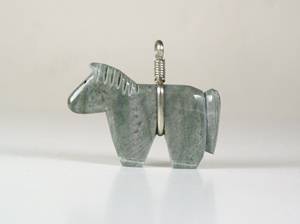 Native American Zuni Sterling Silver Serpentine Horse Pendant