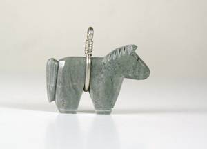 Native American Zuni Sterling Silver Serpentine Horse Pendant