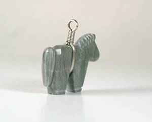 Native American Zuni Sterling Silver Serpentine Horse Pendant