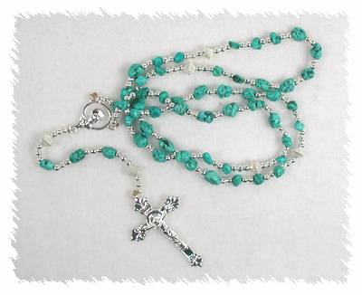 Navajo Sterling Silver and Turquoise Rosary