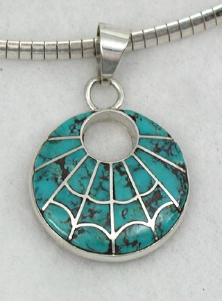 Native American Sterling Silver Turquoise Pendant